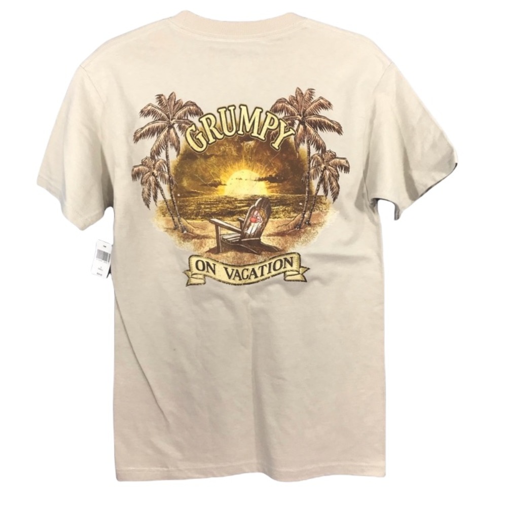Disney Grumpy on Vacation T-shirt. Tan.Adult S NWT